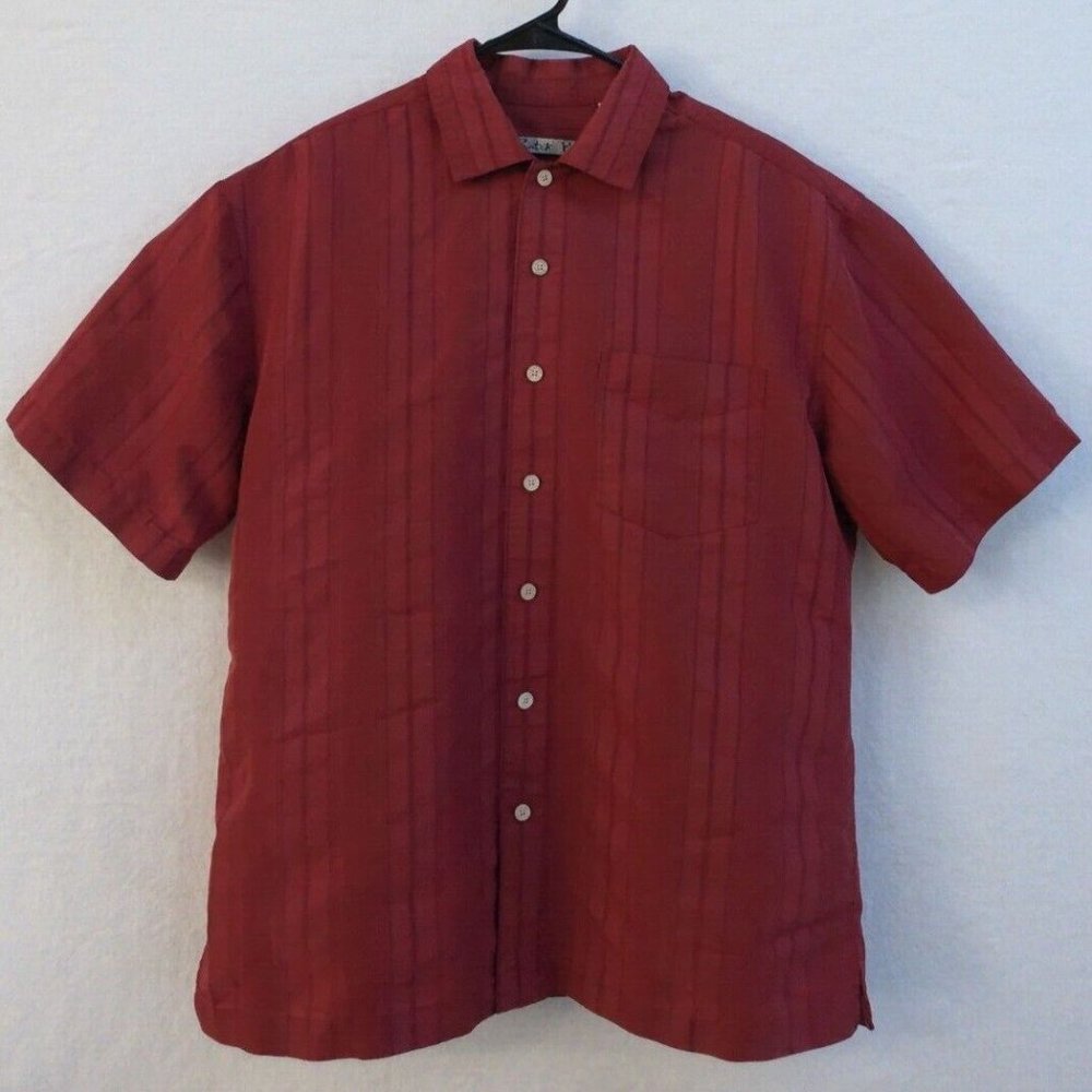 Batek Bay Button-up Shirt, Mens, Red, Short sleeve, Size Medium